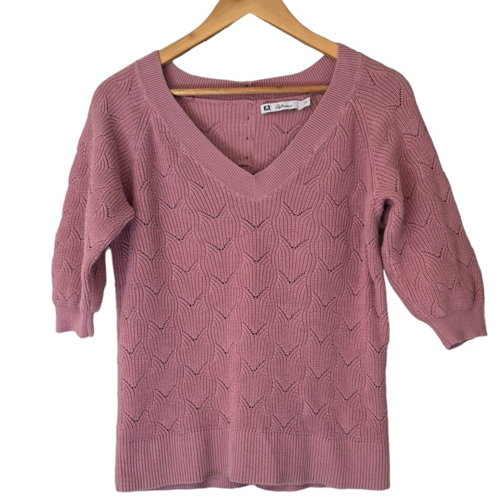 Reitmans Mauve Pink V-Neck Knit Sweater